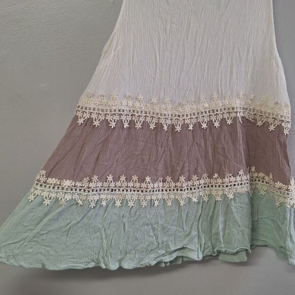 Andree by‎ unit Tank Top Womens S Brown Green Embellished Lace Boho - Picture 4 of 5